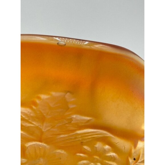 Vintage Fenton Marigold Carnival Glass Peacock and Urn Compote 5 1/2" - Picture 11 of 16